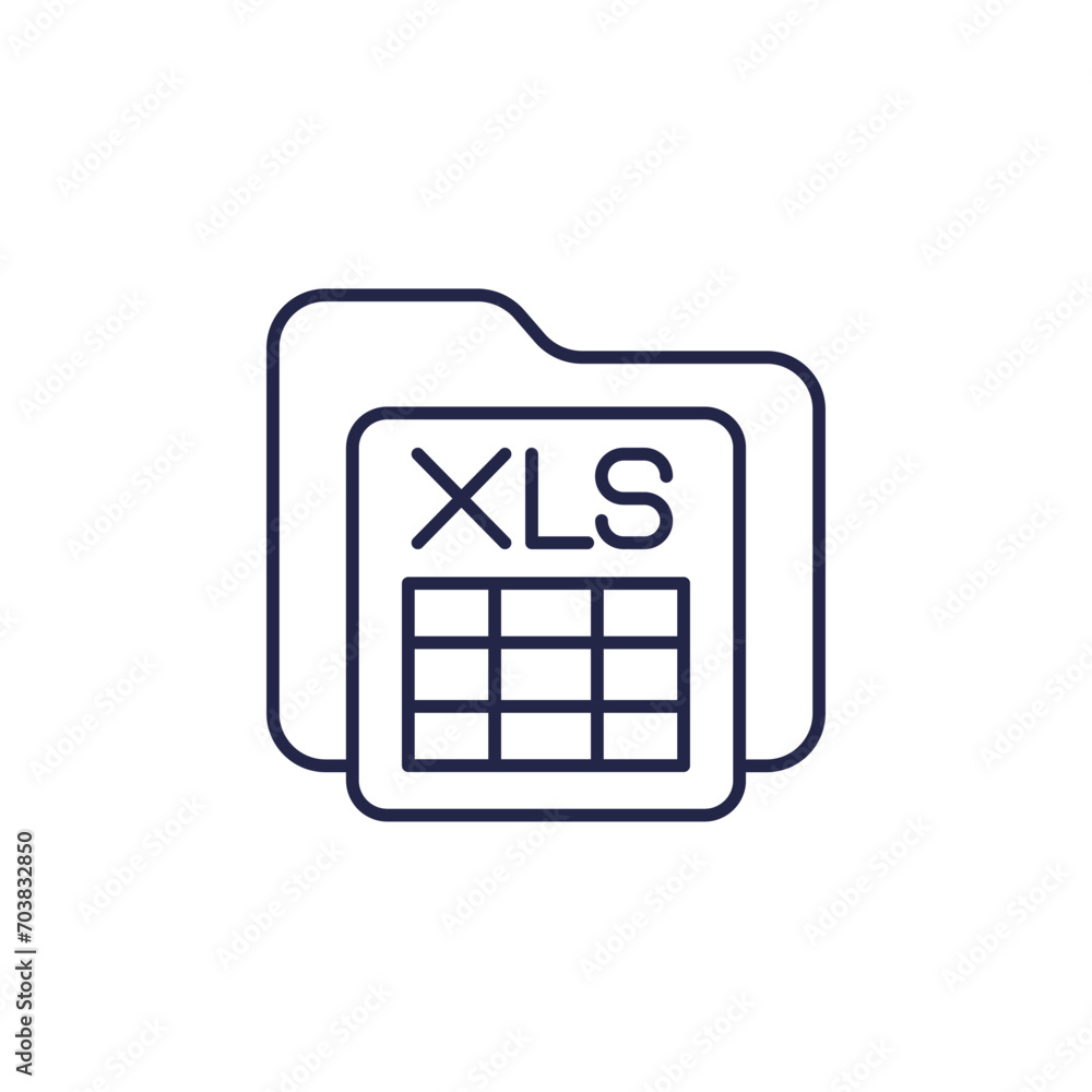 Poster xls document line icon with a file folder
