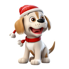3d christmas dog isolated on transparent background