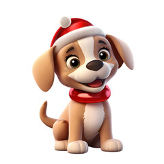 3d christmas dog isolated on transparent background