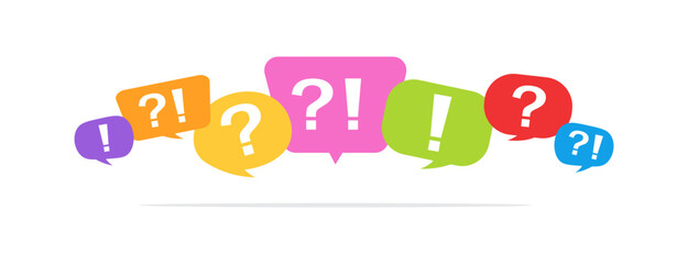 Colorful bubbles question mark and exclamation question communication illustration vector