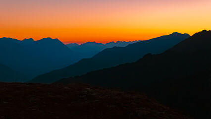 Alpine summer sunrise at Mount Sechszeiger, Jerzens, Imst, Tyrol, Austria