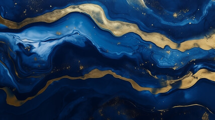 Abstract dark blue background with golden foil. Artificial stone texture - obrazy, fototapety, plakaty