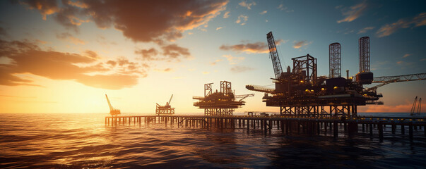 Obraz premium Offshore Oil station in sea and Oil production