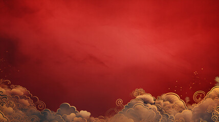 Red and gold texture paint background for 2024 Chinese lunar new year - obrazy, fototapety, plakaty