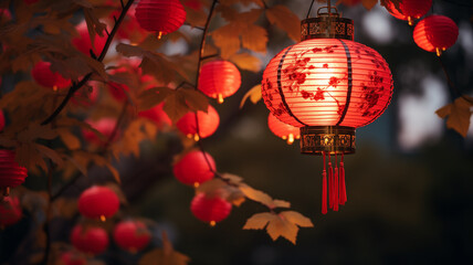 Red chinese lantern in mid-autumn festival