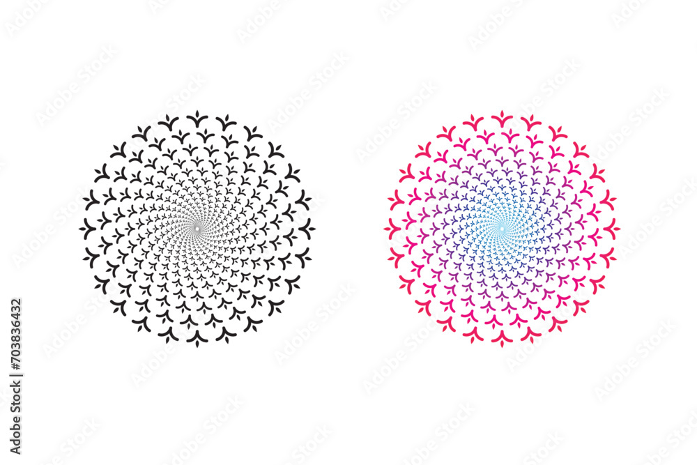 Poster simple mandala of vector. design squares halftone effect gradient black on white background. design 