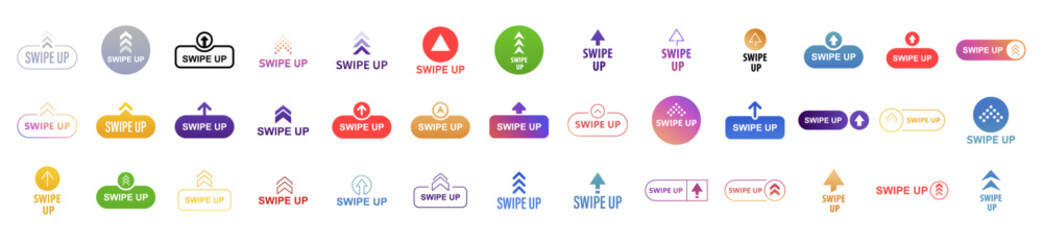 Swipe Up For Social Media Stories. Arrow Up Set Icons