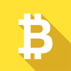 Obraz premium Currency vector icon. BTC long shadow square vector illustration.