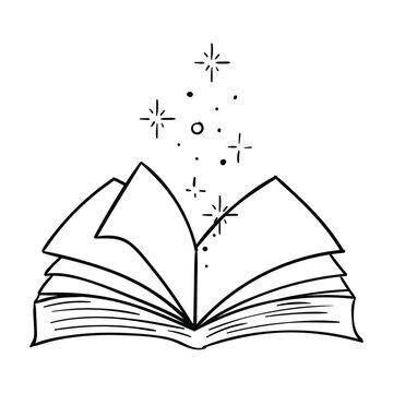 Hand drawing style of magic book vector. It is suitable for magic icon, sign or symbol.