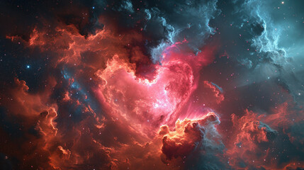 Cosmic Love Heart Nebula in Deep Space
