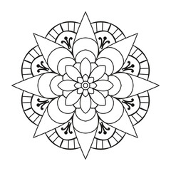 simple mandala black and white outline - easy mandala coloring pages for kids and adults 