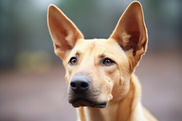 dingo with ears perked, detecting preys movement