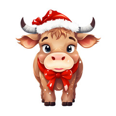 drawn christmas bull clipart isolated on transparent background