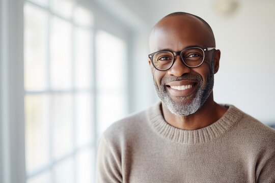 man happy portrait male beautiful smiling old home black african american one alone lonely fun happiness mature lifestyle active guy