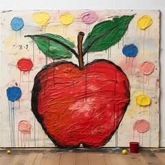 Kids drawing of an apple by Generative AI