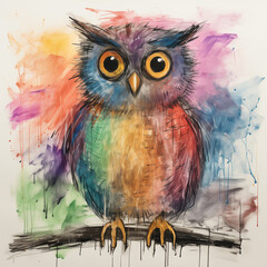 Kids drawing of an owl by Generative AI