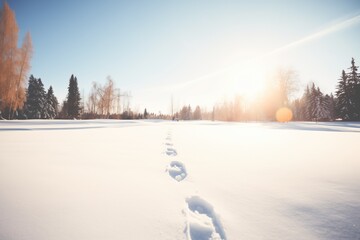 footprints leading to snowshoers