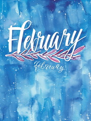 A blue background with white "february" text