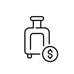 Buy additional check in luggage. Pixel perfect, editable stroke icon