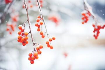 Fototapeta na wymiar frosted berries clinging to branches