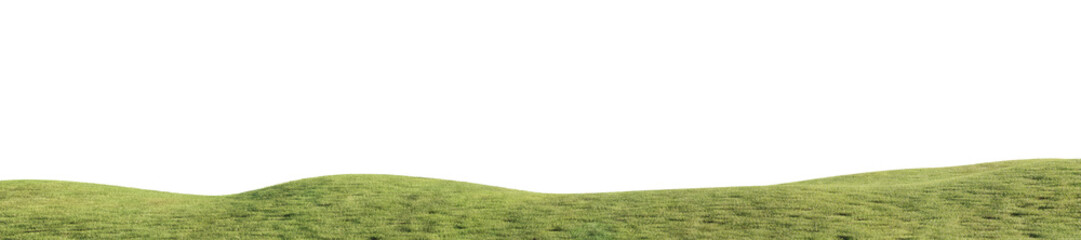 Obraz premium Hills with grass on a transparent background. 3D rendering. 