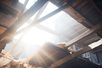 sunlight filtering through a collapsed mine roof