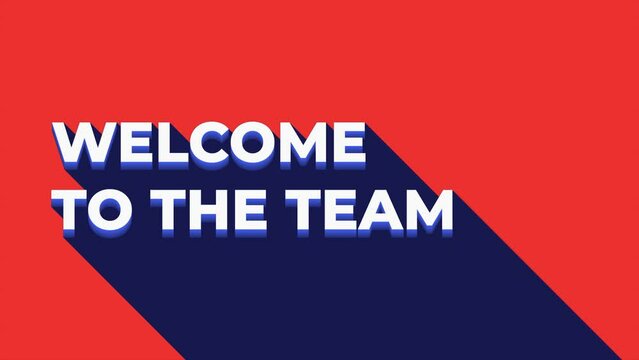 Animated welcome to the team with long shadow effect. 4K motion graphics