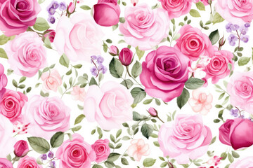 Pink flowers vintage floral illustration summer leaf nature design rose pattern seamless