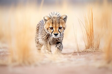 cheetah crouching before the chase