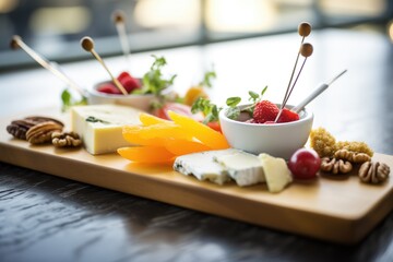 artisan cheese platter with nuts and fruit