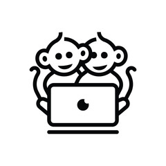 Two monkeys playing with computer © Irfan Afandi