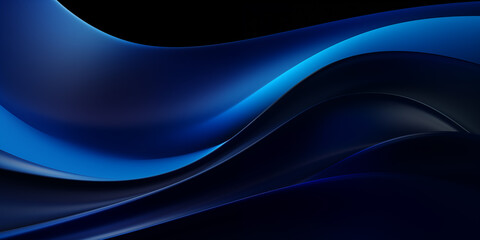 Black dark azure cobalt sapphire blue abstract background. Color gradient. Geometric shape. Wave, wavy curved line. 