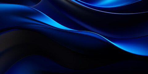 Black dark azure cobalt sapphire blue abstract background. Color gradient. Geometric shape. Wave, wavy curved line. 