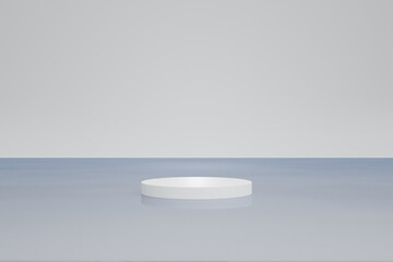 White podium, White background, interior in clean and bright with shadow background,  cosmetic product - 3d rendering