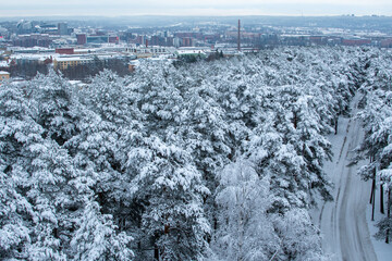 Aerial view of the city of Tampere from Pyynikki Observation Tower in Tampere, Finland