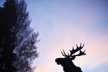 moose silhouette against a twilight sky