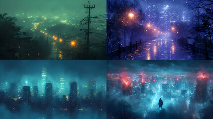 will-o-the-wisp empty metropolitan landscape night