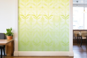 frosted glass partition in store with cannabis leaf pattern