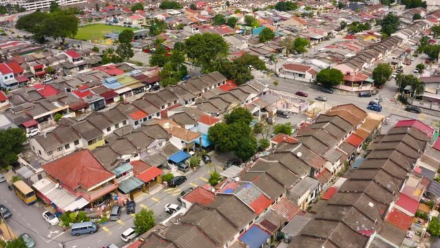 Aerial view of neighborhood in Petaling Jaya. Originally developed as a satellite township for Kuala Lumpur