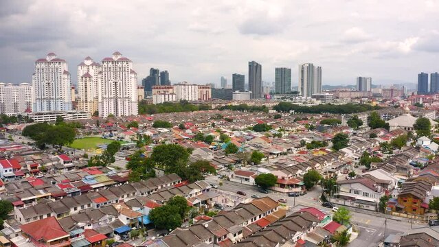 Aerial view of neighborhood in Petaling Jaya. Originally developed as a satellite township for Kuala Lumpur