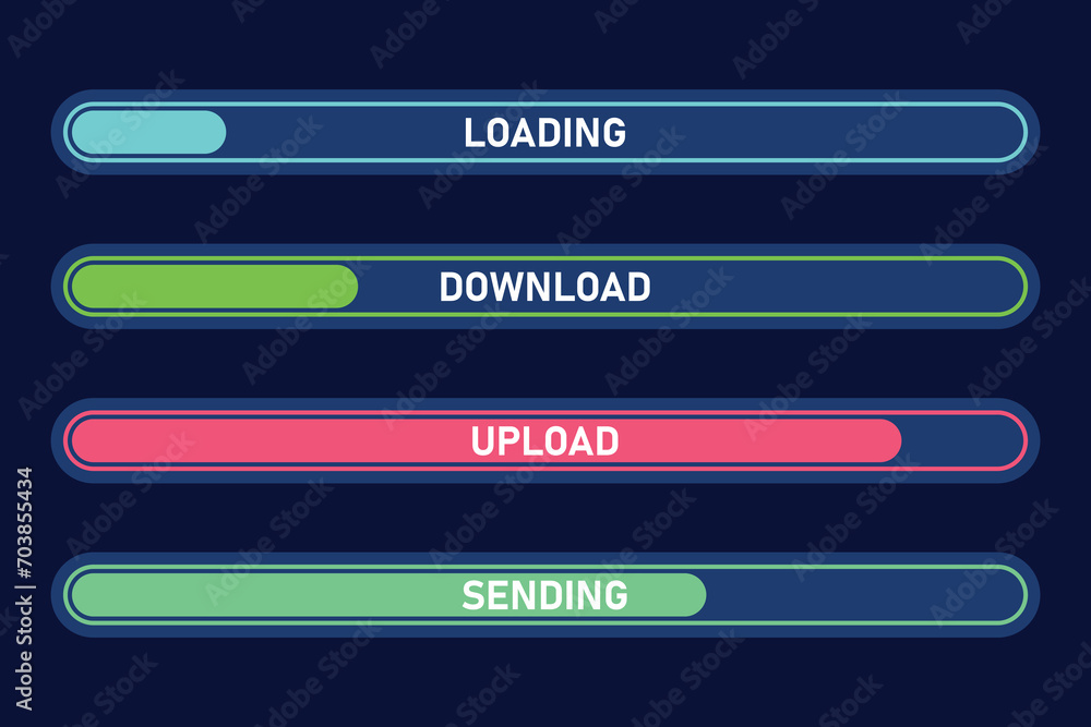 Poster vector illustration colorful set of loading strips. collection of modern web elements