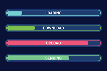 Vector illustration Colorful set of loading strips. Collection of modern web elements
