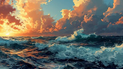 Atlantic Ocean Beautiful Seascape Sea Horizon, Background Banner HD