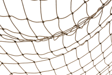 Football or tennis net. Rope mesh on a white background close-up