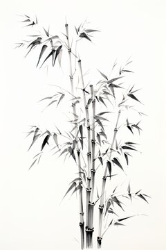 Black and white bamboo painting © duyina1990