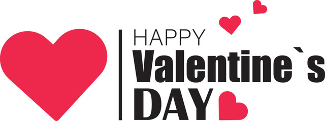 happy valentine`s day text with red hearts decoration, isolated vector illustration