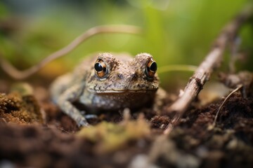 Obraz premium toad in a shady spot with bright eyes