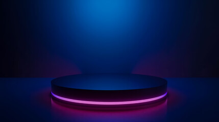 
Neon abstract podium for product in glowing style with copy space