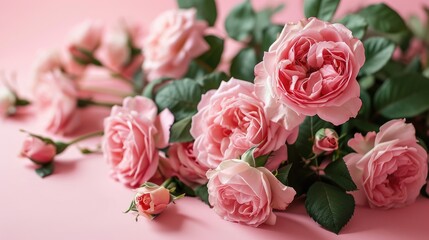 Obraz na płótnie Canvas Roses on a pink background