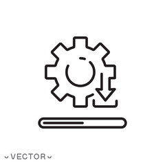 update system icon, download system progress bar, system update download isolated on white background, editable stroke eps 10 vector illustration